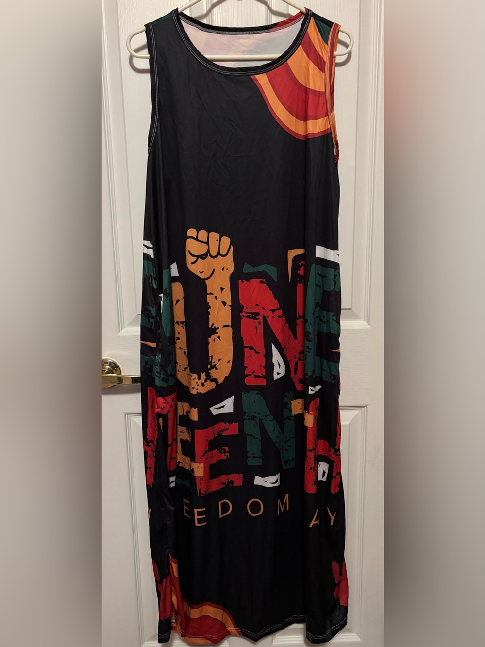 Black Multicolor Graphic Maxi dress